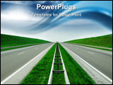 PowerPoint Template - Empty highway blue sky and grass orient sun