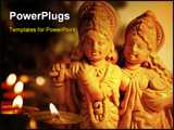 PowerPoint Template -  close-up of an idol of a Hindu God (Krishna) with Radha, His principle devotee, in a small place o