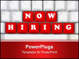 PowerPoint Template - Computer keyboard keys displaying now hiring Now hiring