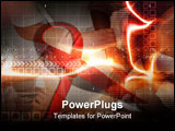PowerPoint Template - Digital illustration of HIV ribbon in brown colour background