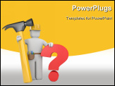 PowerPoint Template - 3d worker with hammer and question