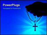 PowerPoint Template - Silhouette of a hand holding rosary over blue background