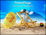 PowerPoint Template - Deck chair and sun umbrella on a sandy beach
