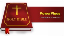 PowerPoint Template - Russian open holy bible with wooden cross on table
