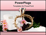 PowerPoint Template - hite bible chalice crown of thorns flowers with room for copy. Can be used during the time of Easte