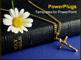 PowerPoint Template - old bible, with gold crucifix and daisy