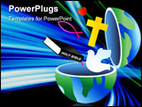 PowerPoint Template - An open globe with Christian symbols coming out of it.