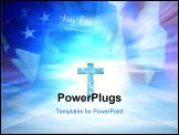 PowerPoint Template - spiritual holy shiny crucifix illustration with blue background