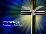 PowerPoint Template - Beveled glass cross Holy Spirit bird and colorful blurred background
