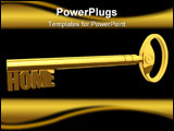 PowerPoint Template - 3d rendered illustration of a golden key with the word home