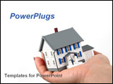 PowerPoint Template - A hand holding house on white background