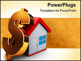 PowerPoint Template - abstract 3d illustration of house and dollar sign