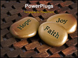 PowerPoint Template - Gold inspiration stones. Etched with the words Hope Faith: and Joy.