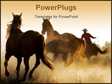PowerPoint Template - horses being brought into the corral at sunset
