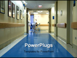 PowerPoint Template - Hospital corridor with a blurred figure of a nurse moving hospital equipment