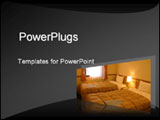 PowerPoint Template - his grey template with well-lit hotel room is a good choice for presentaitions on hotel business, h