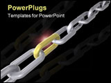 PowerPoint Template - 3D render of a chain with golden link.
