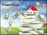 PowerPoint Template - House on the stack of dollars isolated on white