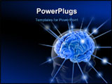 PowerPoint Template - The brain is being energized through the strings. The concept of intelligence.