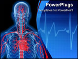 PowerPoint Template - 3d rendered anatomy illustration of a human body shape with highlighted heart and vascular system