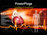 PowerPoint Template - Digital illustration of human body and heart in colour background