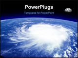 PowerPoint Template - iew from space of a giant hurricane over the ocean with moon in background. Photo montage with phot