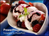 PowerPoint Template - ice cream with fresh fruits in a bowl close up