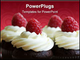 PowerPoint Template - Chocolate cupcakes decorated with fresh cream and raspberries