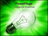 PowerPoint Template - Light bulb on bright background. Green tone