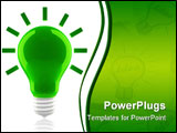 PowerPoint Template - A green bulb with conventionalized shine on white background