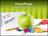 PowerPoint Template - School supplies with apple and message I Love School