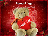 PowerPoint Template - Teddy bear and big red heart with text I Love You