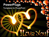 PowerPoint Template - Two hearts created by light over black background