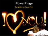 PowerPoint Template - I LOVE YOU phrase created by light over black background