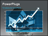 PowerPoint Template - d illustration of a rising data chart over top of a model of a simple house on a reflective backgro