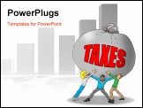 PowerPoint Template - Image of a group of people being weighed down by to many taxes.