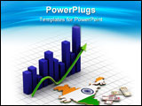 PowerPoint Template - Business graph with India map and currency