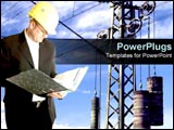 PowerPoint Template - Industry worker stands over electrical background