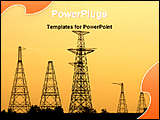 PowerPoint Template - image showing industrial belt with towers producing nuclear energy