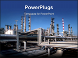 PowerPoint Template - Wide perspective view of a refinery plant.