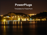 PowerPoint Template - Industrial site over the tejo river at night.