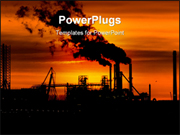PowerPoint Template - Industry at sunrise with dramatic colors in the sky