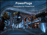 PowerPoint Template - Pipes tubes machinery and steam turbine at a power plant