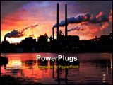 PowerPoint Template - landscape photo of factory with smoke stacks
