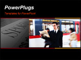 PowerPoint Template - businessman reading the newspaper at the train station