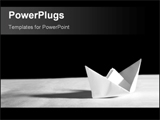PowerPoint Template - wtite paper yacht with shaodow on black background
