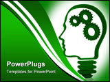 PowerPoint Template - Human head / light bulb with mechanical parts inside. Part of a series
