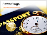 PowerPoint Template - Pocket watch and US passport in a concept image for international travel.