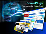 PowerPoint Template - Four technology internet business websites are standing upright.