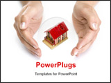 PowerPoint Template - woman hands with small house - real state concept